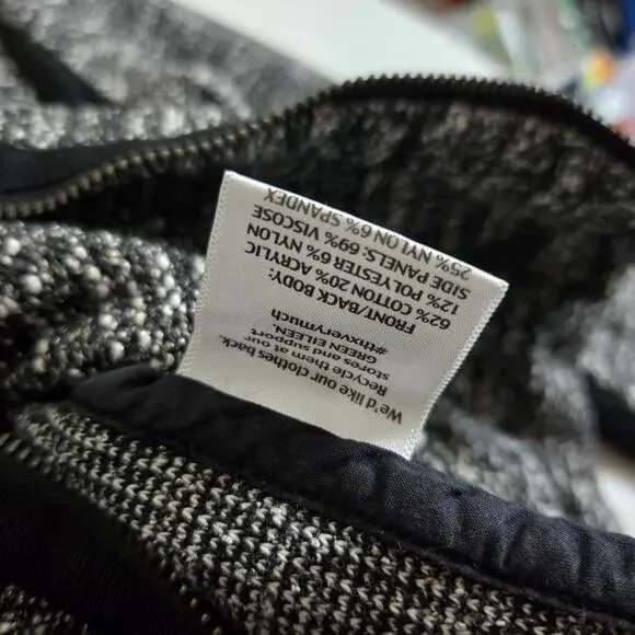 Eileen Fisher Tweed Cropped Jacket Blazer Knit Zip Up Ponte Panels Large 0838 - Picture 7 of 11